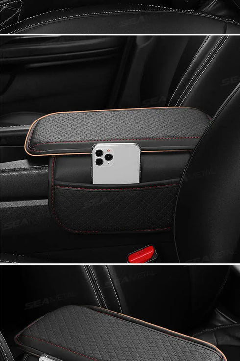 Coussin Accoudoir Voiture Universel - Mousse Mémoire Forme & Rangement Intégré