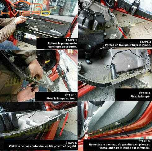 Projecteur LED Portière Voiture Kit 4 Pièces 29€ - 462 Modèles Logo HD Étanche - Lumière Porte Sans Perçage