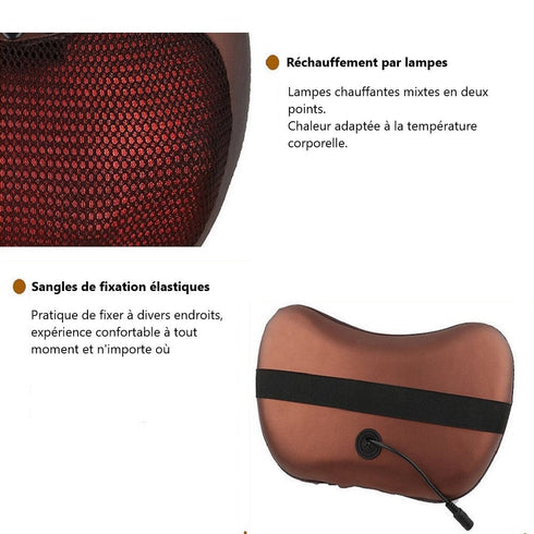 Coussin Massage Shiatsu 8 Têtes Chauffant - Voiture & Maison
