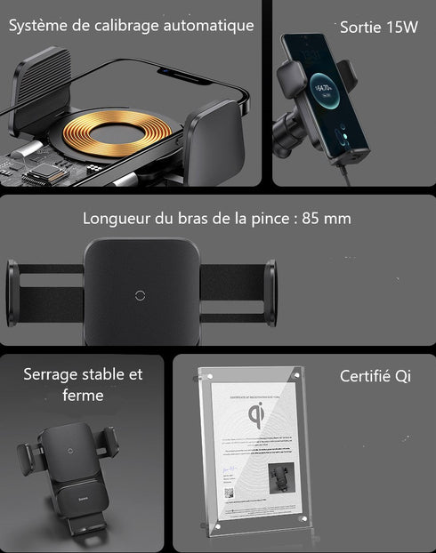 Chargeur Sans Fil Voiture Qi2™ 15W 2025 | Serrage Auto
