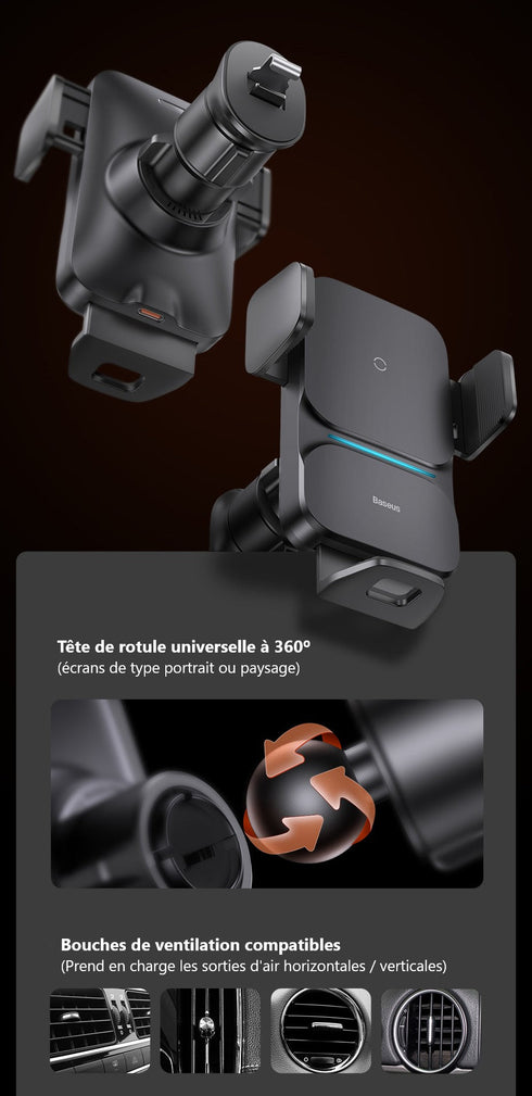 Chargeur Sans Fil Voiture Qi2™ 15W 2025 | Serrage Auto