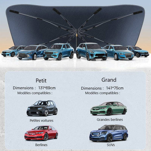 Pare Soleil Voiture Parapluie Anti-Rayures | -50% Chaleur | UPF 40+ Premium