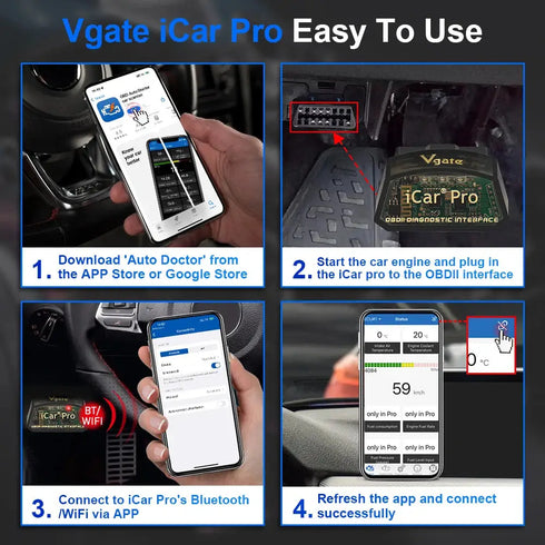 Scanner OBD2 Bluetooth iCar Pro - Valise Diagnostic Auto Multimarque - Compatible iPhone Android