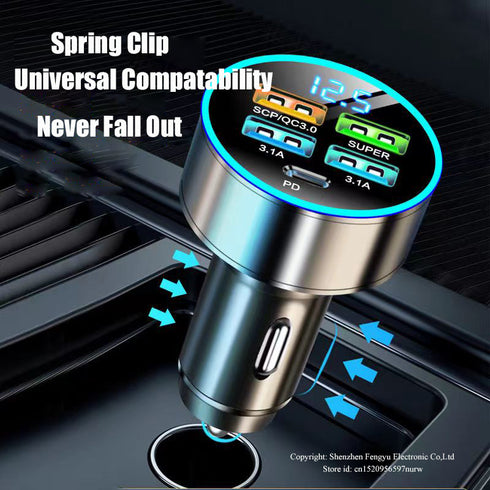 Chargeur Voiture 150W USB-C PD Rapide 5 Ports - Allume Cigare iPhone 15 Samsung S24 - Prix Imbattable