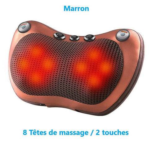 Coussin Massage Shiatsu 8 Têtes Chauffant - Voiture & Maison