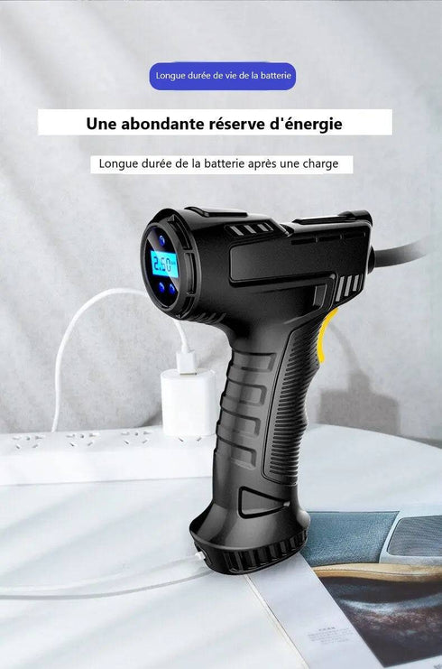 Pompe à Air Portable 150 PSI Sans Fil - Gonfleur Pneu Voiture Batterie 2000mAh