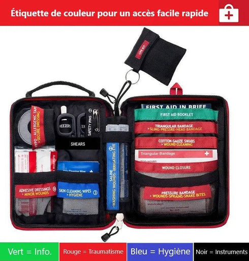 Trousse de Secours Voiture 44 Pièces - Kit Premiers Soins Obligatoire Pro