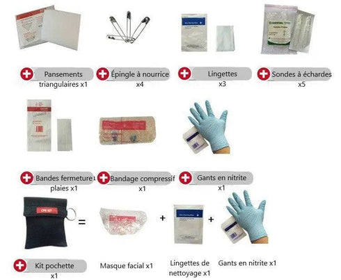 Trousse de Secours Voiture 44 Pièces - Kit Premiers Soins Obligatoire Pro