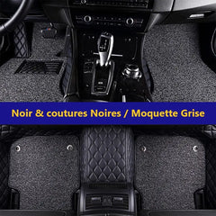 Tapis Auto 3D Sur-Mesure + Double Couche Moquette 3 Rangées de Sièges